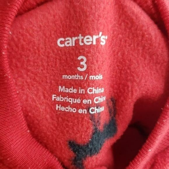 Carter’s Boys Fleece Red Moose Size 3 Months Sleeper Footed - Picture 2 of 5